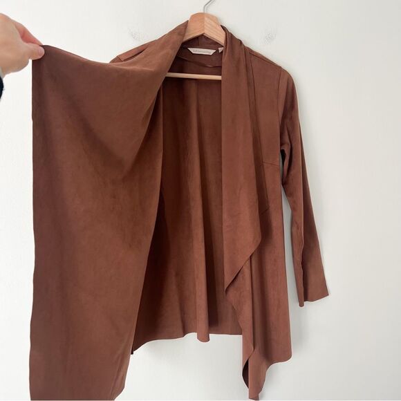 Soft Surroundings Shape Drape Faux Suede Brown Jacket Cardigan Size XS NWOT - Picture 8 of 11